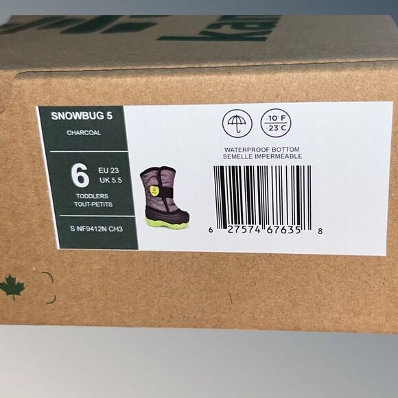NIB Baby Kamik Toddler Infant Charcoal Neon Snowbug 5 Winter Boots Size 6 - Picture 8 of 9